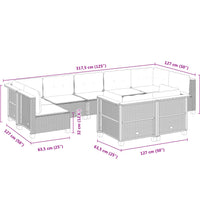 9-tlg. Garten-Sofagarnitur mit Kissen Grau Poly Rattan
