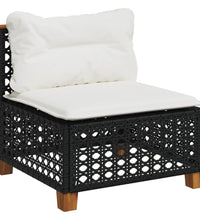 9-tlg. Garten-Sofagarnitur mit Kissen Schwarz Poly Rattan