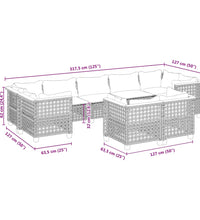 9-tlg. Garten-Sofagarnitur mit Kissen Grau Poly Rattan