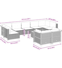 10-tlg. Garten-Sofagarnitur mit Kissen Schwarz Poly Rattan