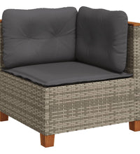 10-tlg. Garten-Sofagarnitur mit Kissen Grau Poly Rattan