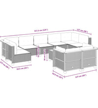 10-tlg. Garten-Sofagarnitur mit Kissen Grau Poly Rattan