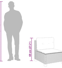 10-tlg. Garten-Sofagarnitur mit Kissen Grau Poly Rattan