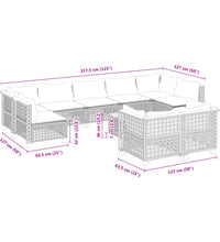 10-tlg. Garten-Sofagarnitur mit Kissen Grau Poly Rattan