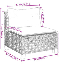 10-tlg. Garten-Sofagarnitur mit Kissen Grau Poly Rattan