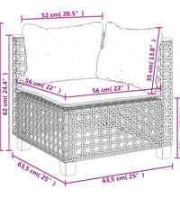 10-tlg. Garten-Sofagarnitur mit Kissen Beige Poly Rattan