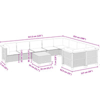 10-tlg. Garten-Sofagarnitur mit Kissen Schwarz Poly Rattan