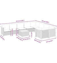10-tlg. Garten-Sofagarnitur mit Kissen Beige Poly Rattan