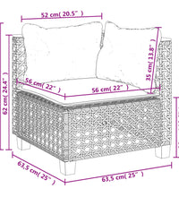 10-tlg. Garten-Sofagarnitur mit Kissen Grau Poly Rattan