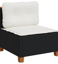 10-tlg. Garten-Sofagarnitur mit Kissen Schwarz Poly Rattan