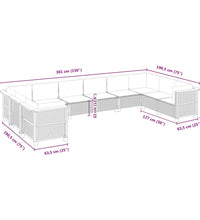 10-tlg. Garten-Sofagarnitur mit Kissen Schwarz Poly Rattan