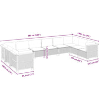 10-tlg. Garten-Sofagarnitur mit Kissen Grau Poly Rattan