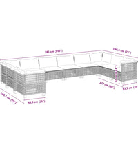 10-tlg. Garten-Sofagarnitur mit Kissen Schwarz Poly Rattan
