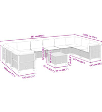 11-tlg. Garten-Sofagarnitur mit Kissen Schwarz Poly Rattan
