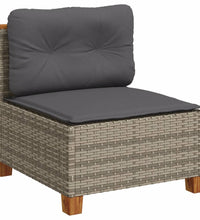 11-tlg. Garten-Sofagarnitur mit Kissen Grau Poly Rattan