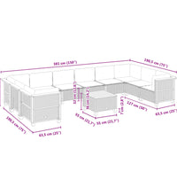 11-tlg. Garten-Sofagarnitur mit Kissen Grau Poly Rattan