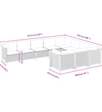 10-tlg. Garten-Sofagarnitur mit Kissen Grau Poly Rattan