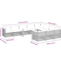 10-tlg. Garten-Sofagarnitur mit Kissen Schwarz Poly Rattan