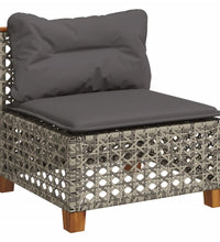 10-tlg. Garten-Sofagarnitur mit Kissen Grau Poly Rattan