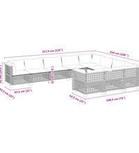 10-tlg. Garten-Sofagarnitur mit Kissen Grau Poly Rattan
