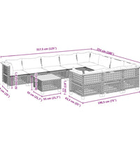 11-tlg. Garten-Sofagarnitur mit Kissen Schwarz Poly Rattan