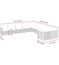 10-tlg. Garten-Sofagarnitur mit Kissen Schwarz Poly Rattan