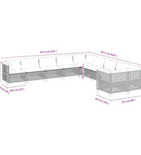 10-tlg. Garten-Sofagarnitur mit Kissen Schwarz Poly Rattan