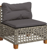 10-tlg. Garten-Sofagarnitur mit Kissen Grau Poly Rattan