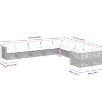 10-tlg. Garten-Sofagarnitur mit Kissen Grau Poly Rattan