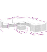 11-tlg. Garten-Sofagarnitur mit Kissen Grau Poly Rattan