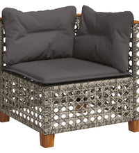 11-tlg. Garten-Sofagarnitur mit Kissen Grau Poly Rattan