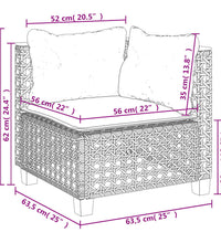 11-tlg. Garten-Sofagarnitur mit Kissen Beige Poly Rattan