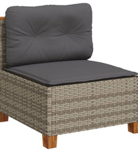 11-tlg. Garten-Sofagarnitur mit Kissen Grau Poly Rattan