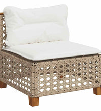 11-tlg. Garten-Sofagarnitur mit Kissen Beige Poly Rattan