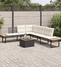 2-tlg. Garten-Sofagarnitur mit Kissen Schwarz Poly Rattan