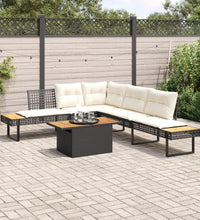 2-tlg. Garten-Sofagarnitur mit Kissen Schwarz Poly Rattan