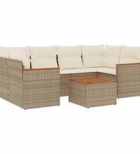 7-tlg. Garten-Sofagarnitur mit Kissen Beige Poly Rattan