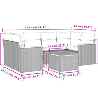 7-tlg. Garten-Sofagarnitur mit Kissen Beige Poly Rattan