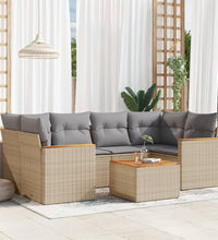 7-tlg. Garten-Sofagarnitur mit Kissen Beige Poly Rattan