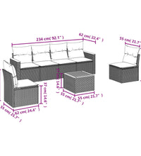 7-tlg. Garten-Sofagarnitur mit Kissen Beige Poly Rattan