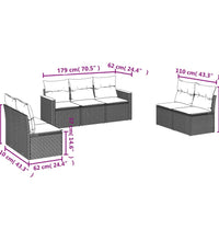 7-tlg. Garten-Sofagarnitur mit Kissen Beige Poly Rattan