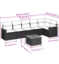 7-tlg. Garten-Sofagarnitur mit Kissen Beige Poly Rattan