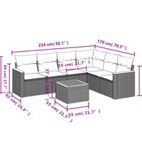 7-tlg. Garten-Sofagarnitur mit Kissen Beige Poly Rattan