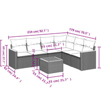 7-tlg. Garten-Sofagarnitur mit Kissen Beige Poly Rattan