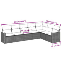 7-tlg. Garten-Sofagarnitur mit Kissen Beige Poly Rattan