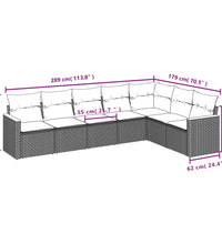 7-tlg. Garten-Sofagarnitur mit Kissen Beige Poly Rattan