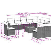 11-tlg. Garten-Sofagarnitur mit Kissen Beige Poly Rattan