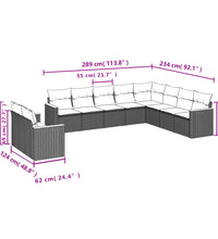 10-tlg. Garten-Sofagarnitur mit Kissen Beige Poly Rattan