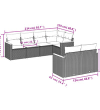 7-tlg. Garten-Sofagarnitur mit Kissen Beige Poly Rattan