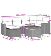 7-tlg. Garten-Sofagarnitur mit Kissen Beige Poly Rattan